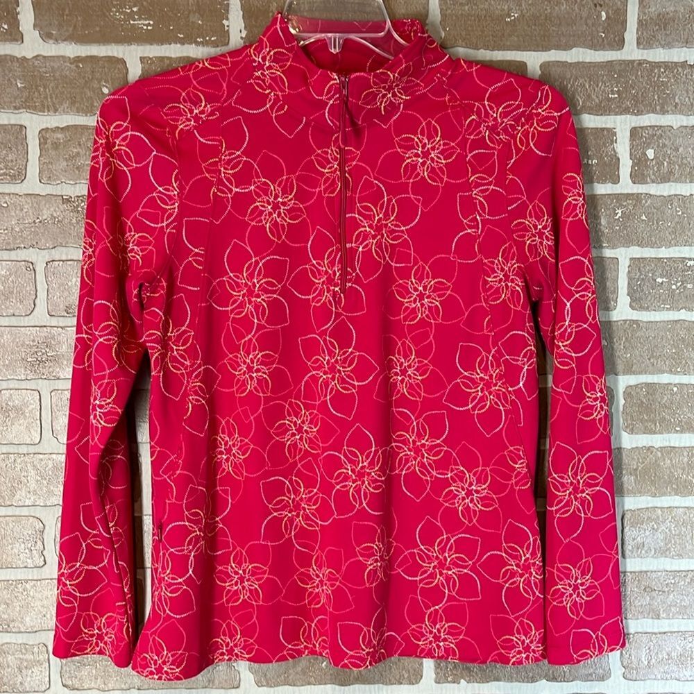 L.L.Bean Women's Zip Long Sleeve Mock Neck Lightweight Running Shirt Medium Top